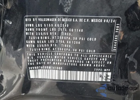 2024 Volkswagen Tiguan 2.0T Se/2.0T Wolfsburg Edition from USA, damaged, VIN 3VVNB7AX8RM141060